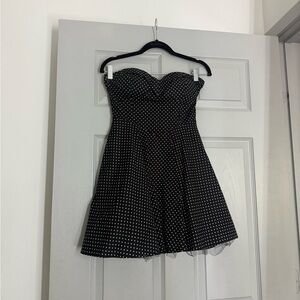 Black Polka Dot Strapless Dress